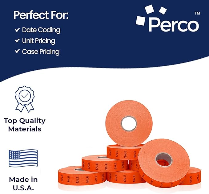 Perco Red Sale Labels Pricing Labels for Monarch 1136 Price Gun – 3 Sleeves, 24 Rolls Value Pack - 42,000 Price Marking Labels – with Ink Rolls Included