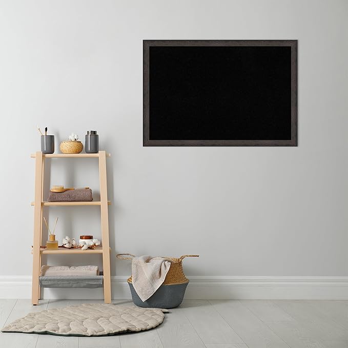 Amanti Art Black Cork Board for Wall, 27x39 Vision Board with Black Wood Frame, Large Corkboard Office Decor for Home Organization, Modern Corkboard Pinboard to Display Items for Home Organization in