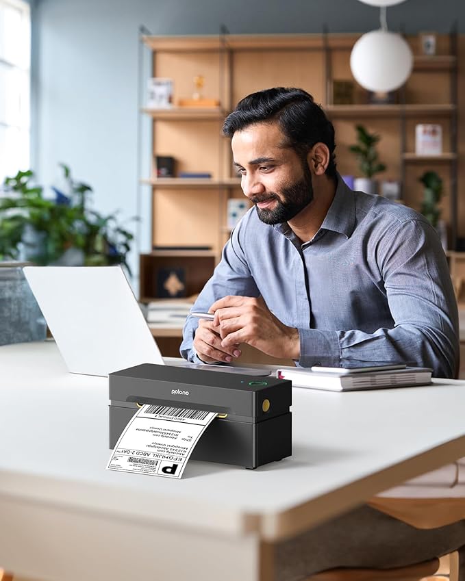 POLONO Bluetooth Thermal Shipping Label Printer, Wireless 4x6 Shipping Label Printer for Small Business, Support iOS, Android, Windows and Mac, Compatible with Amazon, Ebay, Shopify, Etsy, USPS(Black)