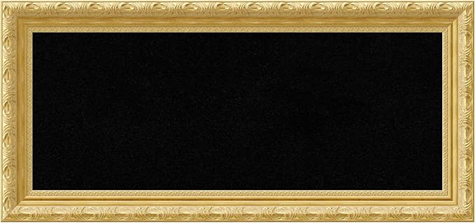 Amanti Art Black Cork Board for Wall, 16x34 Vision Board with Gold Wood Frame, Medium Corkboard Office Decor for Home Organization, Traditional Corkboard Pinboard to Display Items for Home