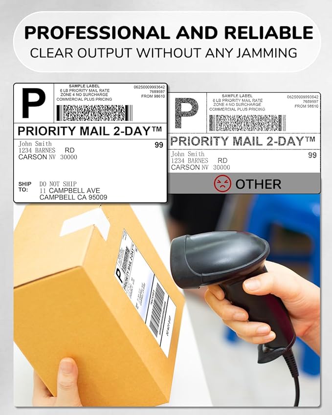 4x6 Thermal Shipping Labels for Thermal Printers - 500 Thermal Labels, Commercial Grade, Compatible with Multiple Thermal Shipping Label Printer, Ideal for E - Commerce & Logistics Business, White
