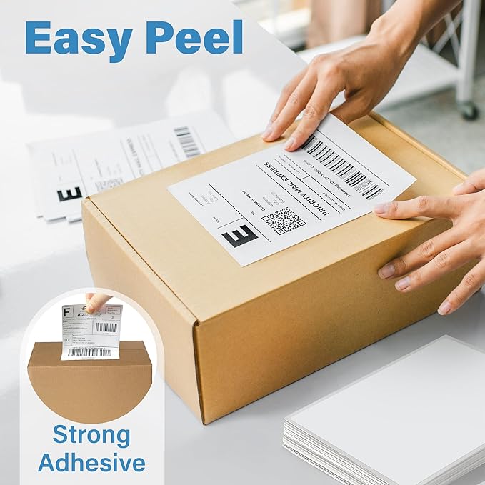 LotFancy 4x6 Thermal Labels, 2000 Shipping Labels, Perforated, White Postage Mailing Labels Compatible with Zebra, Rollo, Elton Thermal Printer, Permanent Adhesive