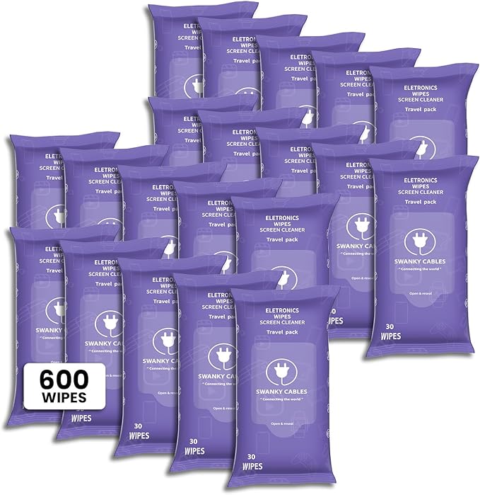 Screen Cleaner Wipes: Electronic Wipes for Screens - Computer Screen Wipes for Lens, Phone, Tv Screen and Monitor Cleaning - Tech Wipes & Microfiber Cloth (Soft Wipes, 600 Count)