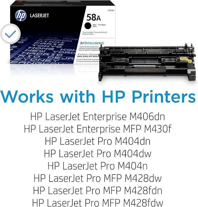 HP 58A Black Toner Cartridge | Works with HP LaserJet Enterprise M406 Series, MFP M430 Series, Pro M404 Series, M428 Series | CF258A