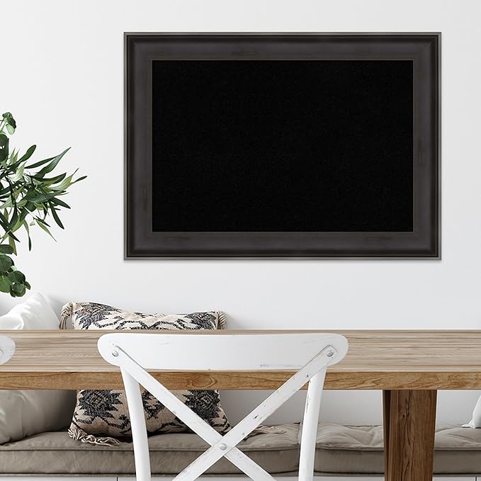 Amanti Art Black Cork Board for Wall, 20x28 Vision Board with Black Wood Frame, Medium Corkboard Office Decor for Home Organization, Casual Corkboard Pinboard to Display Items for Home Organization