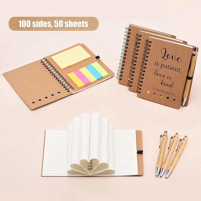 6 Pcs/3 Set of Christian Gifts Spiral Notebooks Bulk Journals with Christian Pens Prayer Journal Christian Journal for Women and Men, Perfect Home Gifts