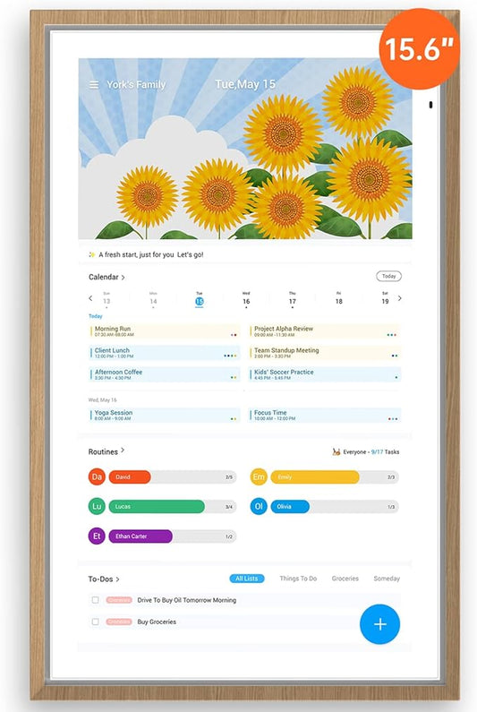 ApoloSign Digital Calendar: 15.6" Wall Planner Electronic Calendar, Smart Touchscreen Interactive Display for Chore Chart, Family Schedules, Supports All Apps via Google Play (Teak, 15.6-inch)