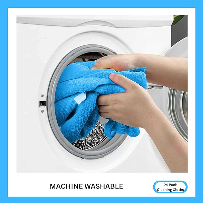 Microfiber Cleaning Cloth for Kitchen & households, Towels for Cars. (300gsm) (Pack of 24 Blue)