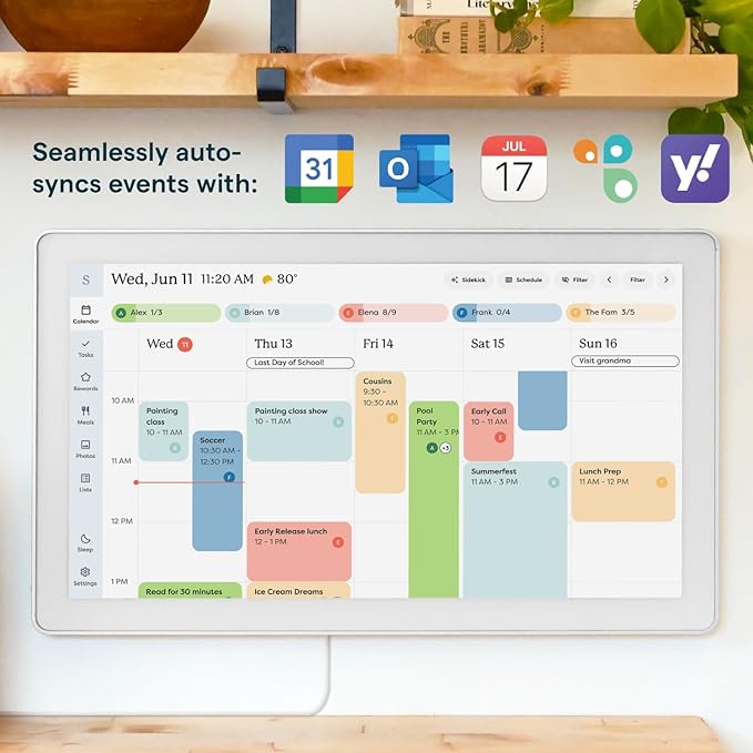 Skylight Calendar Max: 27-Inch Smart Digital Calendar & Chore Chart, Family Organizer with Interactive Touchscreen Display – Wall Mountable in Portrait or Landscape, Classic White Frame