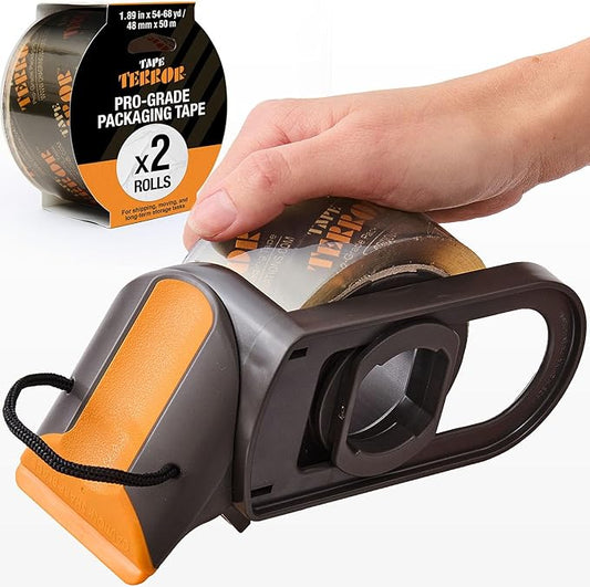 Clear Packing Tape with Dispenser (2 Rolls) - Professional Grade for Boxes - Packaging, Shipping with Refillable Dispenser, Fits Standard Bulk Up to 2" Wide