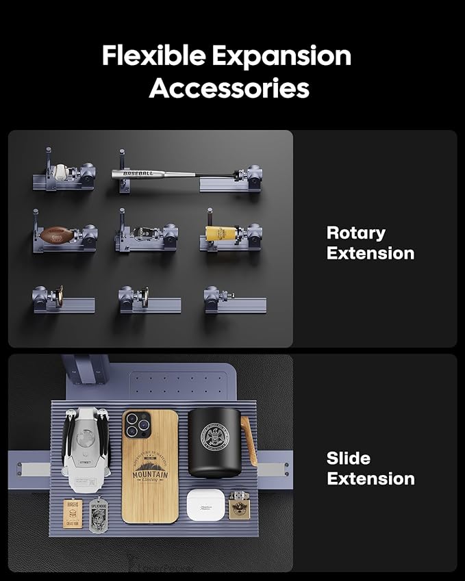 LaserPecker LP4 Dual-Laser Engraver with Rotary & Slide Extensions, 8K 240,000mm/min for 360° Tumblers/160x300mm Batch Jobs, Auto-Switch IR/Diode for Jewelry & Industrial Mass Production, Deluxe Set