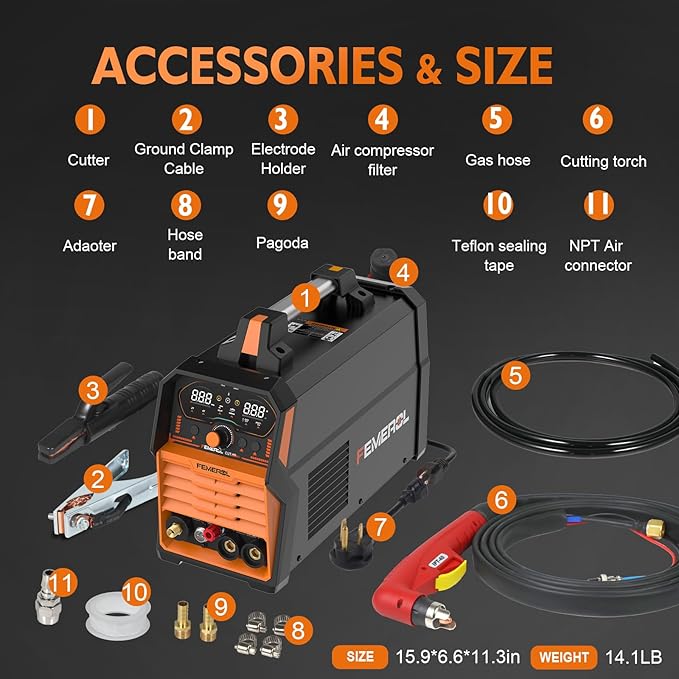Plasma Cutter, 2 in 1Non-High Frequency 60A Plasma Cutter/ 200A Stick Welder Large Digital Display Non-Touch Pilot Arc, 110/220V Dual Voltage Plasma Cutting Machine