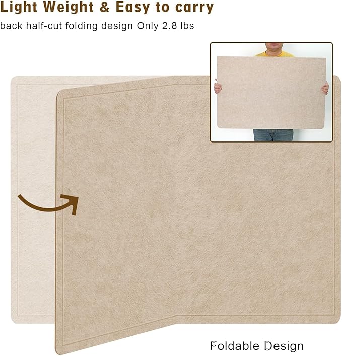 Large Bulletin Board, 48 X 36 inches Felt Board Notice Pin Board, 4' x 3'Cork Board Alternative for Wall, Self-Adhesive Vision Board Mood Board Foldable Photo Board with 30 Pushpin (Beige Brown)