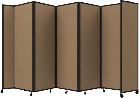 Versare Room Divider 360 Portable Wall Partition | Folding Panels | Large Freestanding Divider | Locking Wheels | Temporary Room Separator