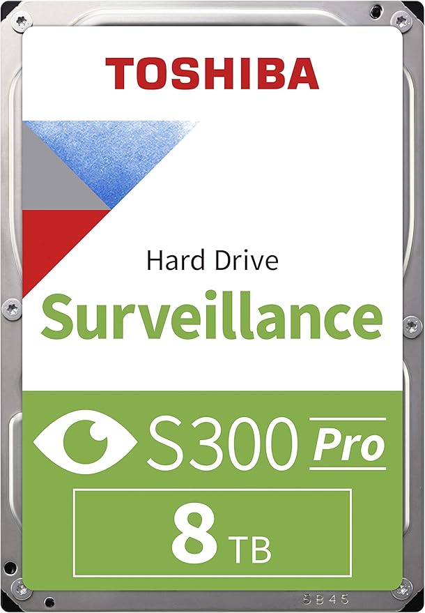 Toshiba S300 PRO 8TB Surveillance 3.5” Internal Hard Drive – CMR SATA 6 Gb/s 7200 RPM 512MB Cache - HDWTA80UZSVAR