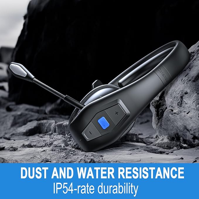 CONAMBO JBT100 Trucker Bluetooth Headset with Dual Mic Noise Canceling, CVC8.0, Mute Button, 60Hrs Battery Wireless Headset, On Ear Headphone for Cell Phones Business Home Driver Office Work