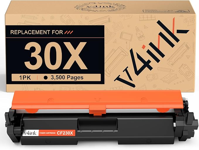 v4ink Compatible 30X Toner Cartridge Replacement for HP 30A 30X CF230X Toner High Yield Black Ink with chip for use in HP Pro MFP M227fdw M227fdn M227sdn M227 M203dw M203d M203dn M203 Printer