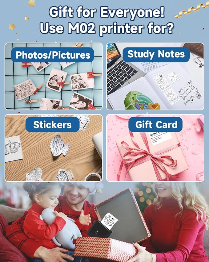 Phomemo Sticker Printer- Mini Thermal Sticker Printer Machine, Small Pocket Label Maker Instant Print for DIY Creation, Study Notes, Photos, Portable Inkless Photo Maker for Kids/Students, Black