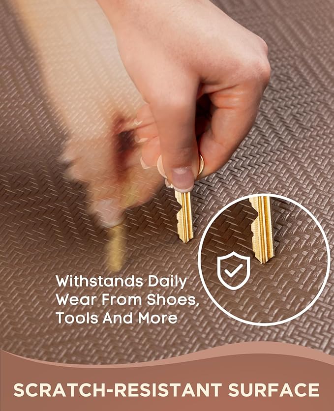 Ophanie Kitchen Mats for Floor, 3/4 Inch Thick Kitchen Rugs, Anti Fatigue Standing Cushioned Mat, Waterproof,Comfort Ergonomic Mat for Office, Home, Sink, 24'' x 70'' Brown Non-Slip Bottom