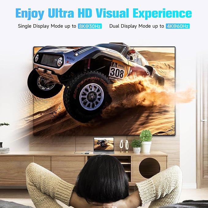 USB C Docking Station Dual Monitor, RSHTECH 11-in-1 USB C Hub Multiport Adapter with 2 HDMI 4K/8K, 3 USB 3.2 Ports 10Gbps(2C+1A), 2 USB 3.0 Ports, 100W PD, Gigabit Ethernet, SD/TF Card Reader