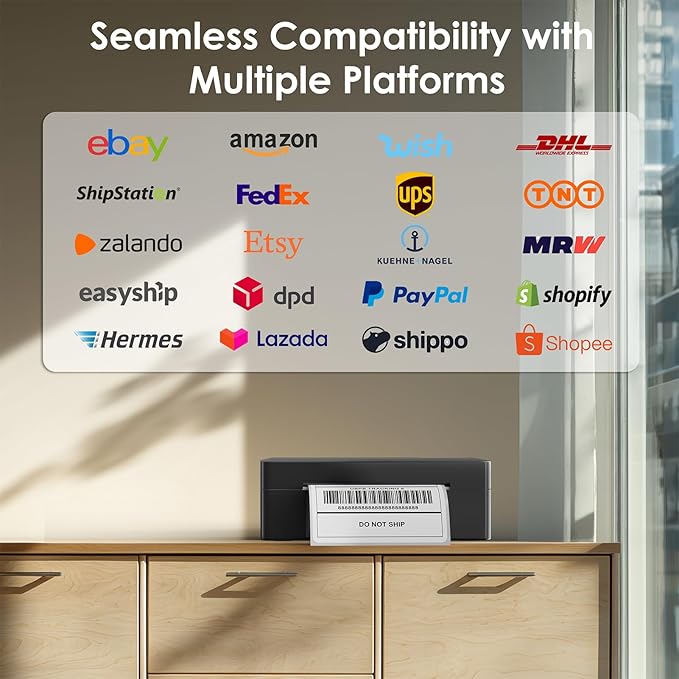 Shipping Thermal Label Printer, 4x6 Portable Label Printer, Bluetooth Label Maker for Small Business, Support iPhone,Android,Windows,Mac,Chromebook,Works with USPS, Ebay,Shopify&More, Black
