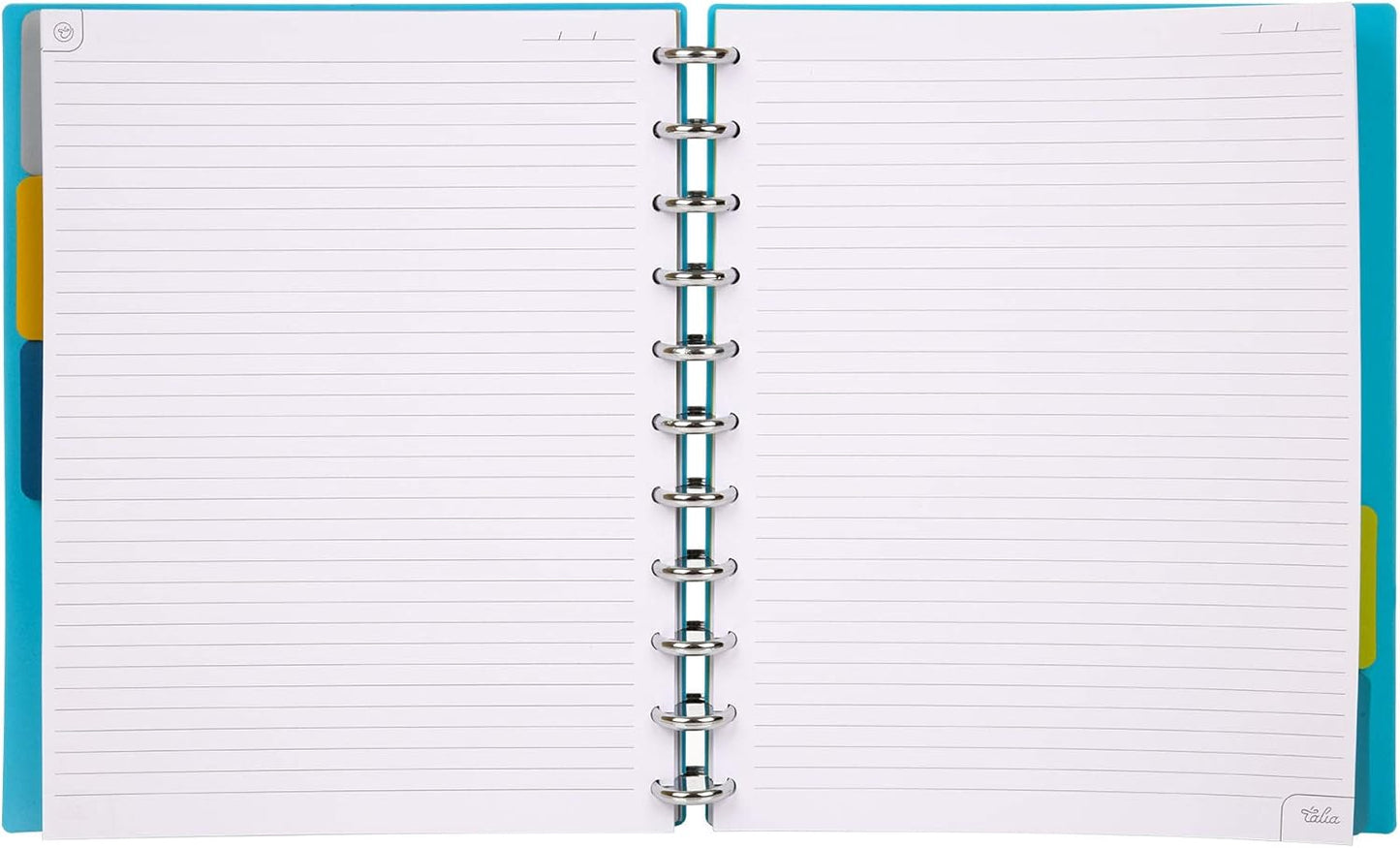 Talia Discbound Notebooks, Planner, Customizable, (yCelestial Turquoise w/Silver Discs, Letter (8.5in x 11in))