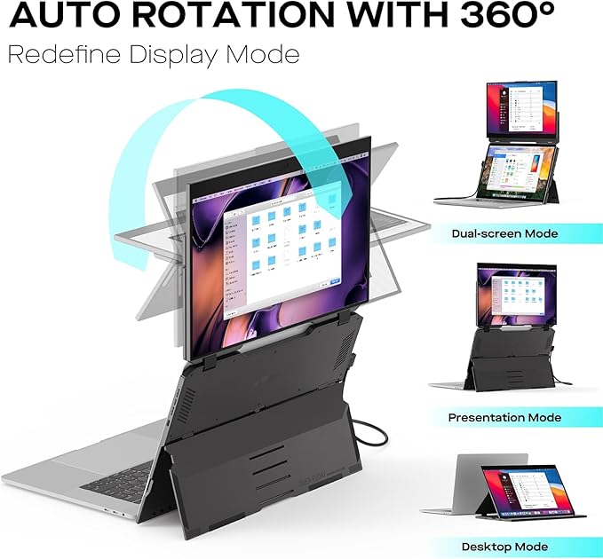 New Mobile Pixels Duex Float Portable Monitor, 15.6" FHD 1080P IPS Ultra Slim Laptop Screen Extender, USB A/USB C/HDMI Plug and Play Auto Rotated, Windows/Mac/Android/Switch Compatible