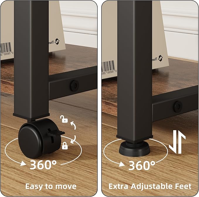 22"x15" Large Printer Stand with Storage Drawer, 2-Tier Under Desk Printer Table for Home Office, Printer Cart fit Fax Machine/3D Printer/Scanner(Brown)