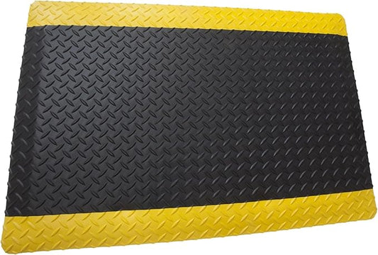 Rhino Mats, American Classic Diamond Anti-Fatigue Mats, Industrial Ergonomic Comfort Standing Mat for Work, Home, Garage, Office, Kitchen or Anywhere (Black/Yellow 1" Thick, 3 FT. x 8 FT.)