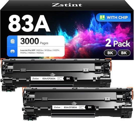 83A Black Toner Cartridge 2-Pack Replacement for HP 83A CF283AD CF283A Compatible HP Laserjet Pro MFP M125a M125rnw M125nw M127fn M127fp M127fw M225dn M225dw M201dw M201n M125 M127 M225 M201 Printer