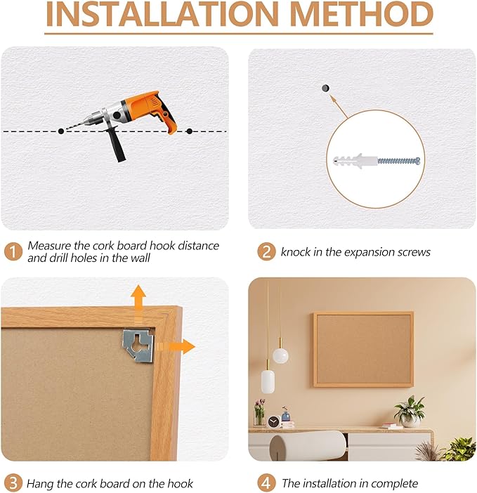 Board2by Cork Board Bulletin Board 30 x 42, Oak Framed 4x3 Corkboard, Office Board for Wall Decor, Large Wall Mounted Notice Pin Board with 15 Push Pins for School, Home & Office