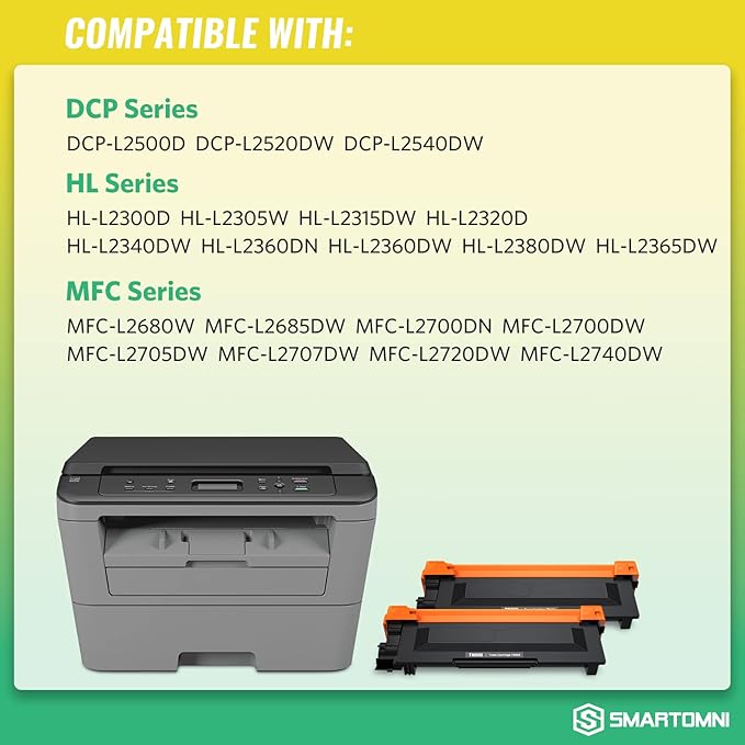 TN660 Compatible Toner Cartridge Replacement for Brother TN660 TN630 Toner Cartridge Black for Brother DCP-L2520DW L2540DW HL-L2300D L2320D L2340DW L2360DW L2380DW MFC-L2700DW L2720DW L2740DW 2-Pack