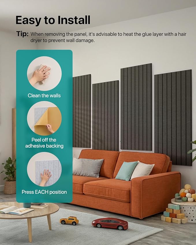 Soundsbay Large Cork Board, 71" x 47" Black Bulletin Board, 3 Pack Felt Wall Tiles Self-Adhesive, Pin Board for Walls Office Home Classroom Decor