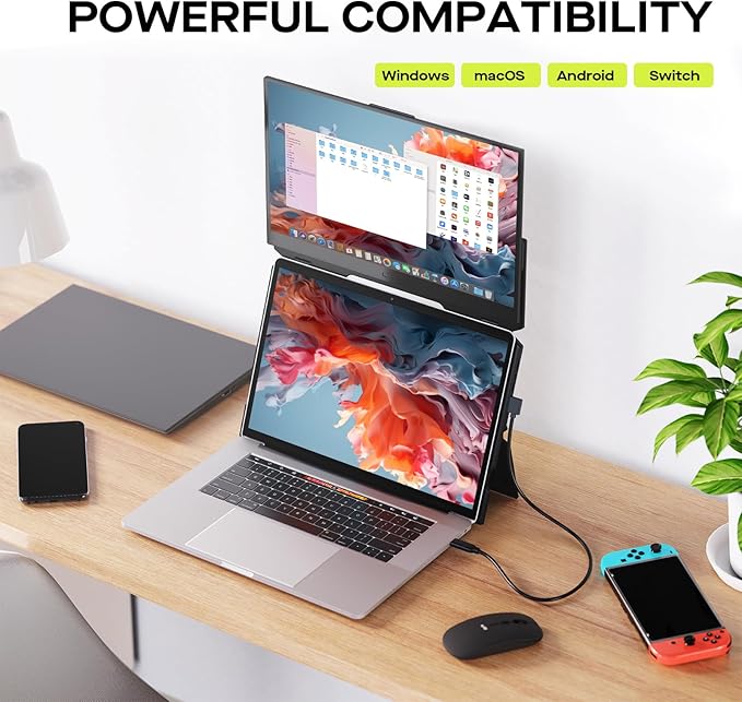 New Mobile Pixels Duex Float Portable Monitor, 15.6" FHD 1080P IPS Ultra Slim Laptop Screen Extender, USB A/USB C/HDMI Plug and Play Auto Rotated, Windows/Mac/Android/Switch Compatible