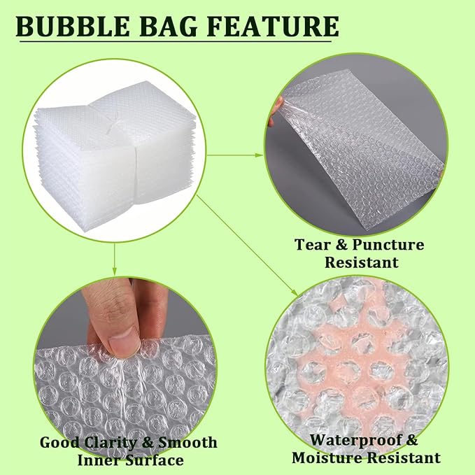 Clear Bubble Out Bags Pouches 14x18 Inch, 20 PCS Moving Supplies for Dishes, Double Walled Shockproof Bubble Cushion Wrap Bags for Storage, Shipping, Packing Supplies for Fragile Items