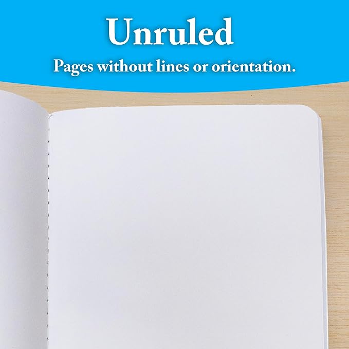 BAZIC Composition Book Blue Marble Unruled Ruled 100 Sheet Notebook, Blank Page Journal Comp Notebooks for School, 6-Pack