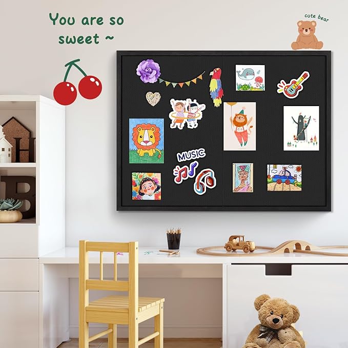 Miratino Large Bulletin Board, 48 "x 36" Black Cork Boards for Walls with Frame, Pin Display Board Vision Board for Home School Office Decor