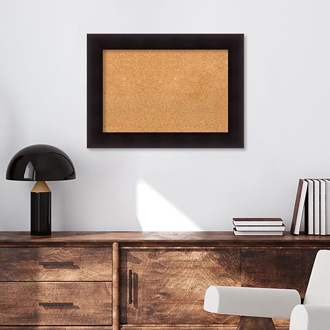 Amanti Art Natural Cork Board for Wall, 22x30 Vision Board with Brown Wood Frame, Medium Corkboard Office Decor for Home Organization, Country Rustic Corkboard Pinboard to Display Items for Home