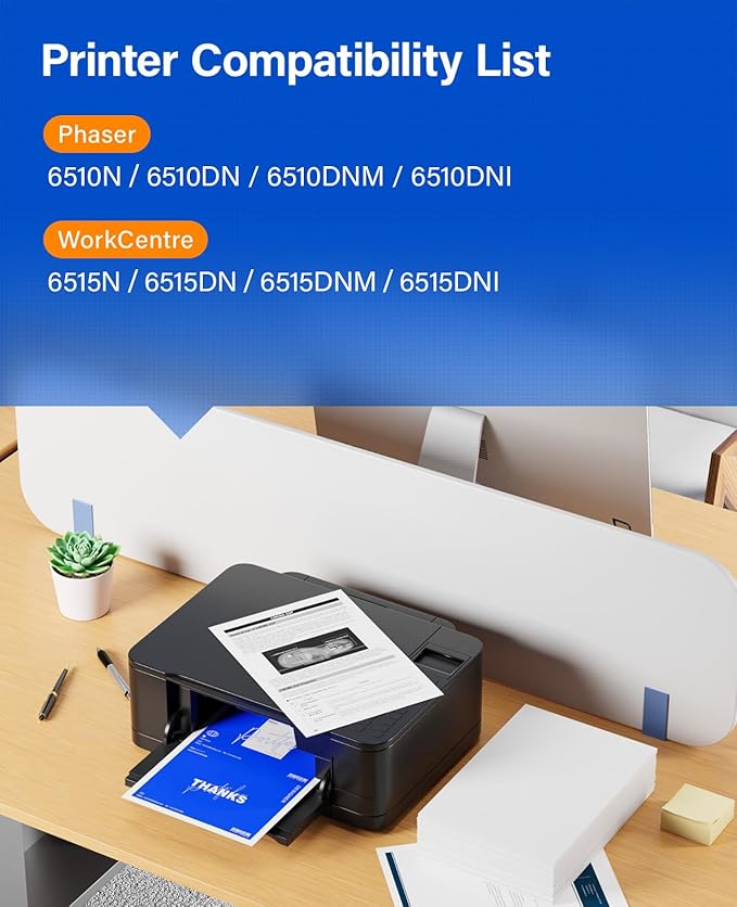 6510 6515 Drum Unit (Not Toner) 4-Pack Replacement for Xerox 106R03480 106R03477 106R03478 106R03479 Image-Drum Compatible with Xero Phaser 6510 WorkCentre 6515 Laser Printer Black Cyan Magenta Yellow