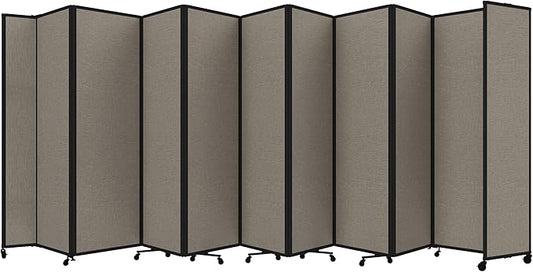 Versare Room Divider 360 Portable Wall Partition | Folding Panels | Large Freestanding Divider | Locking Wheels | Temporary Room Separator | 25' x 7'6'', Warm Pebble