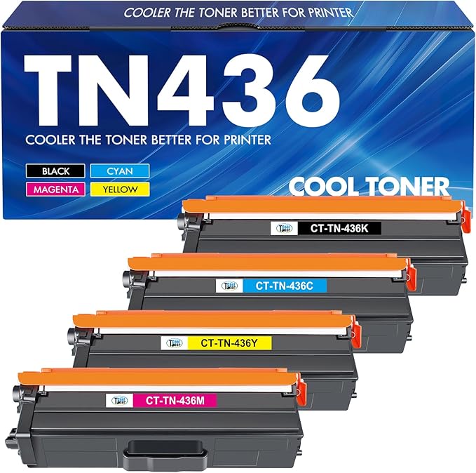 TN436 TN-436 Toner Cartridge Compatible for Brother TN436 TN 436 TN-436 TN436bk Toner Cartridge Brother MFC-L8900CDW HL-L8360CDW HL-L8360CDWT HL-L9310CDW MFC-L9570CDW Printer (BCYM, 4 Pack)