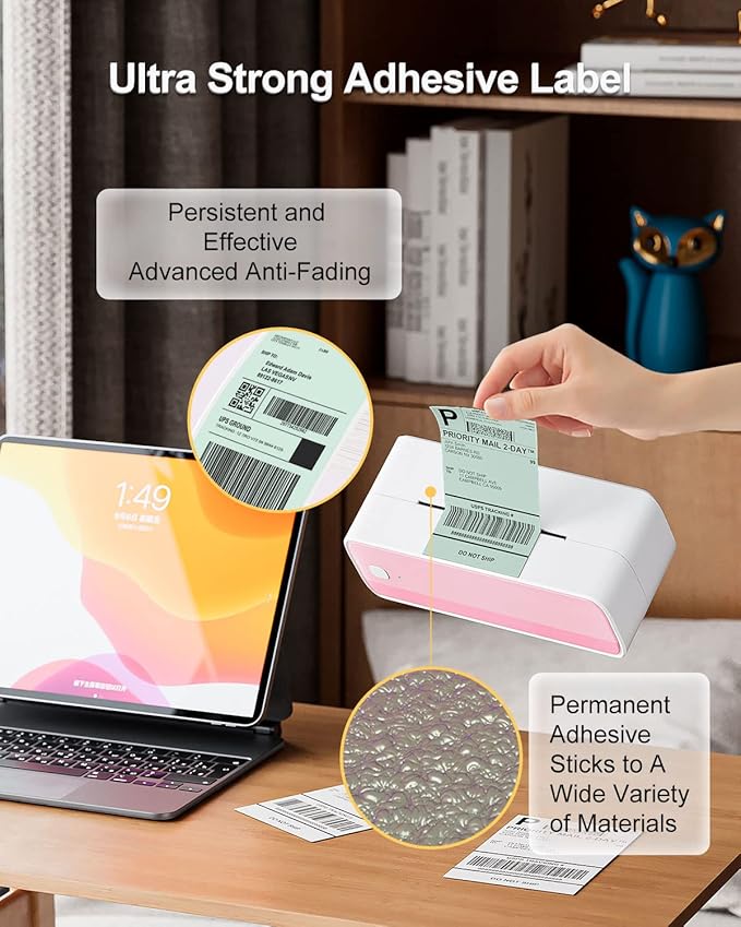 Phomemo 4x6 Thermal Labels for Shipping Label Printer - 500PCS Green Mailing Labels - 4x6 Direct Thermal Label Fanfold Compatible with Rollo,MUNBYN,Nelko,JADENS,POLONO - Water/Oilproof - NO BPA/BPS