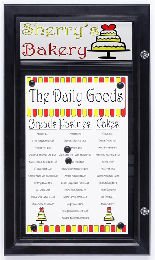 Weather Resistant, Magnetic Surface, Bulletin Board with Swing-Open Locking Door, Wall Mounted, Matte Black Finish Aluminum Frame, with Header, for Indoor Or Outdoor Use