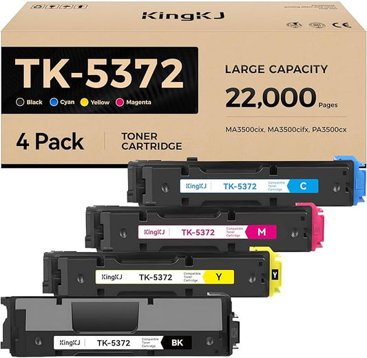 TK-5372 TK5372 Toner Cartridges 4-Pack High Yield Replacement for Kyocera TK-5372K TK-5372C TK-5372M TK-5372Y Compatible with Kyocera ECOSYS PA3500cx MA3500cix MA3500cifx Laser Printers Copy Ink CMKY
