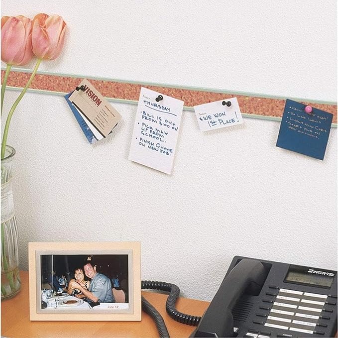 Quartet Bulletin Bar Strip, Cork Board, 18" x 1", Classroom, Office, Cubicle, Aluminum Frame (2003), Beige