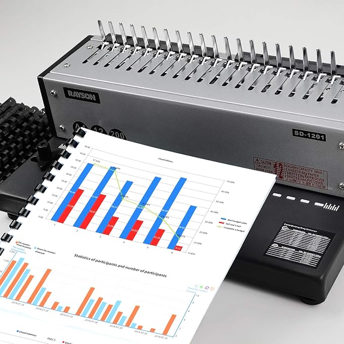 Rayson SD-1201 Binding Machine Punching and Binding with Combs Set - 21 Hole/ 200 Sheets Paper Comb Binder