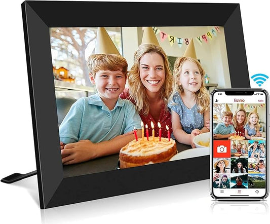 YENOCK FRAMEO Digital Photo Frame WiFi 10.1 Inch HD IPS LCD Touch Screen, 32GB Memory, Auto-Rotate, Wall-Mountable, Easy Setup to Share Photos & Videos via Free App from Anywhere