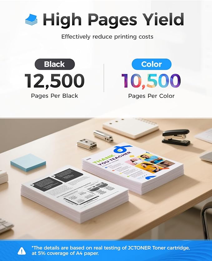 655A Toner Cartridge Set 4-Pack High Yield with Chip Replacement for HP 655A CF450A CF451A CF452A CF453A Compatible with HP Color LaserJet Enterprise CP5525 CP5525dn CP5525n CP5525xh Printer Ink Black