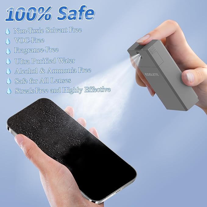 Screen Cleaner Spray and Wipe, Streak-Free Computer Screen Cleaner, Portable Laptop Cleaning Kit for Phone Car Touchscreen Monitor PC MacBook iPad TV Electronic, Refillable 2oz Spray Microfiber Cloth