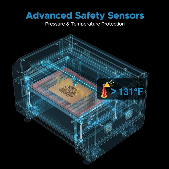 OMTech Pronto 90W CO2 Laser Engraver & Cutter with LightBurn – 35"x24" Workspace, 1000mm/s Speed, Autofocus, Air Assist, 2-Way Pass, for Wood, Acrylic & More